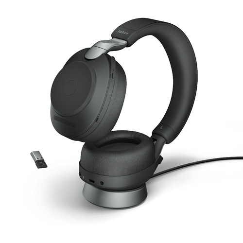 Jabra Evolve2 85 - USB-A Link380a UC Stereo Headset with Charging Stand - Black